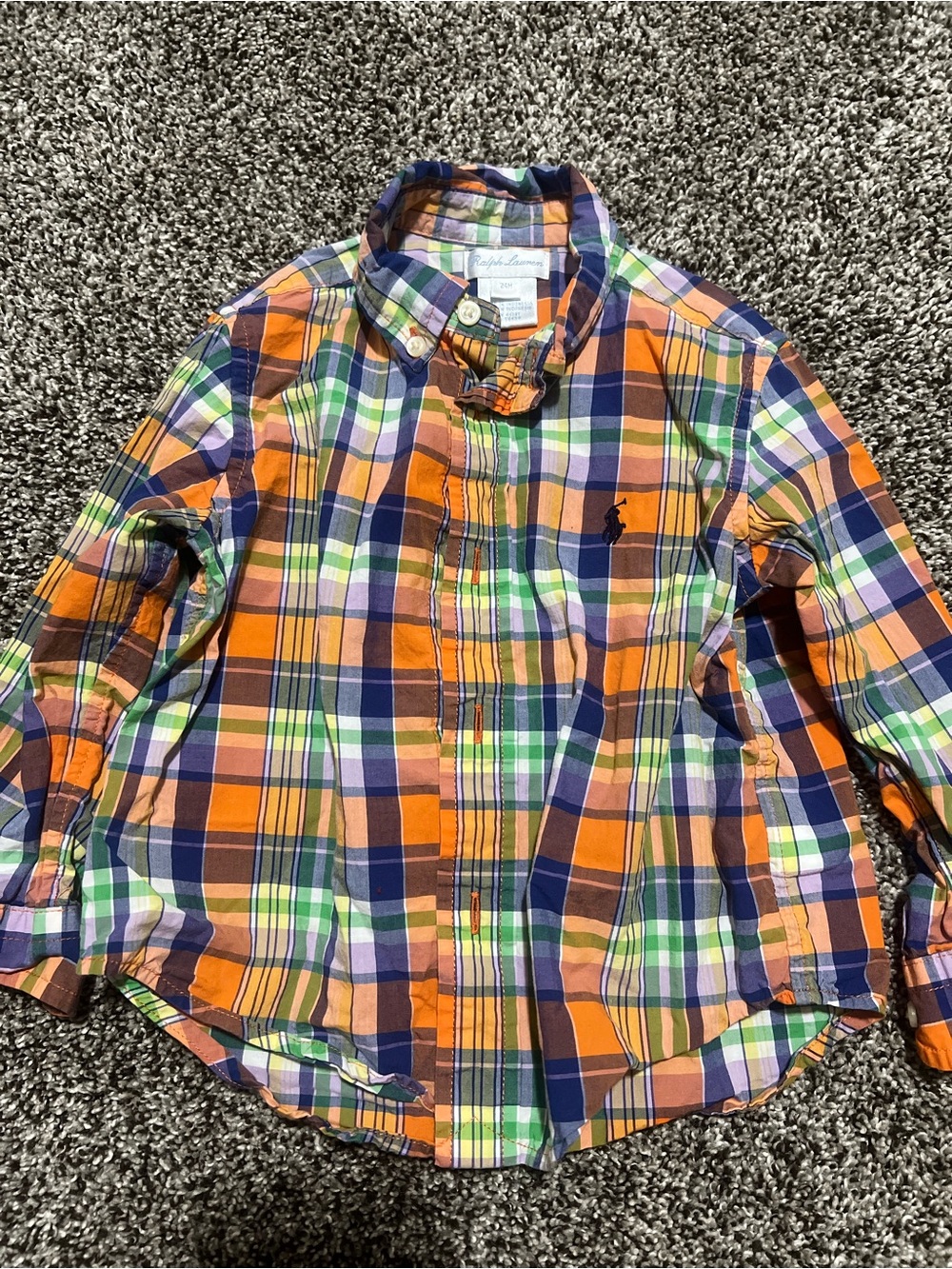 Polo by Ralph Lauren Orange Navy Green Plaid Button-Down Shirt